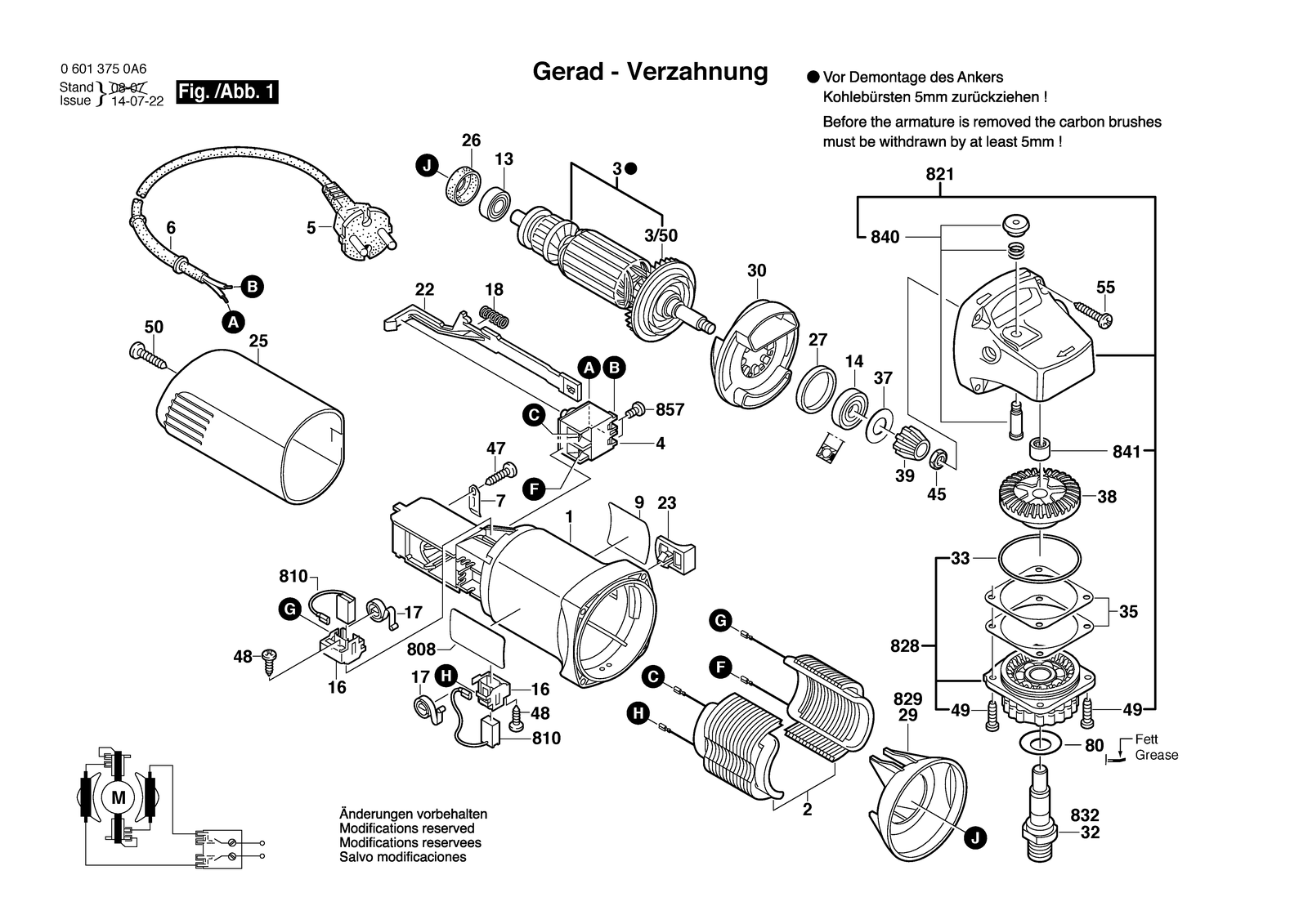 Bosch GWS 6-100 parts diagram, sheet 1
