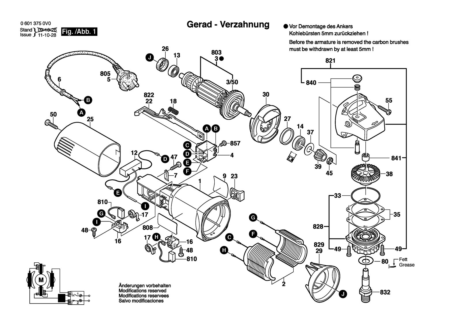 Bosch GWS 6-115 parts diagram, sheet 1