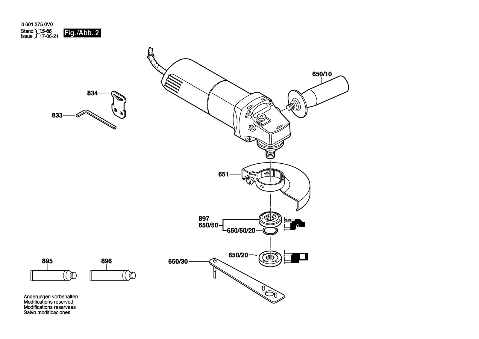 Bosch GWS 6-115 parts diagram, sheet 2