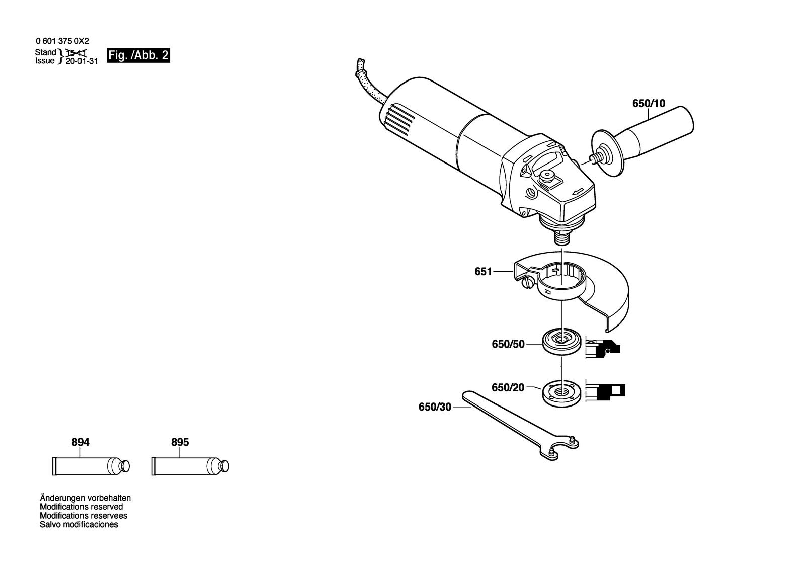 Bosch GWS 600 parts diagram, sheet 2