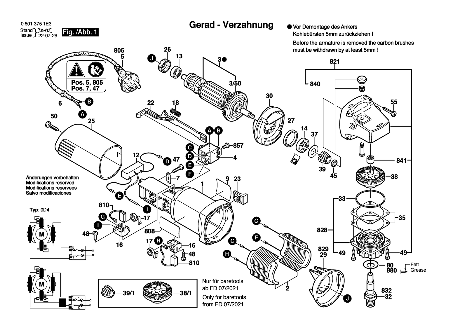 Bosch GWS 6-115 parts diagram, sheet 1