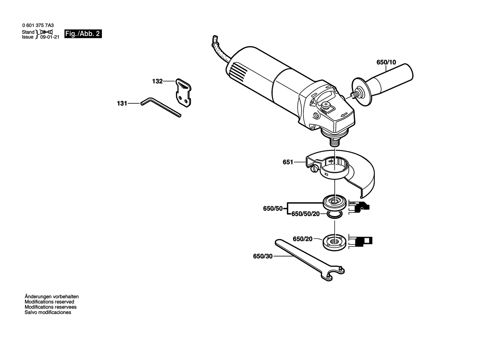 Bosch GWS 6-115 E parts diagram, sheet 2