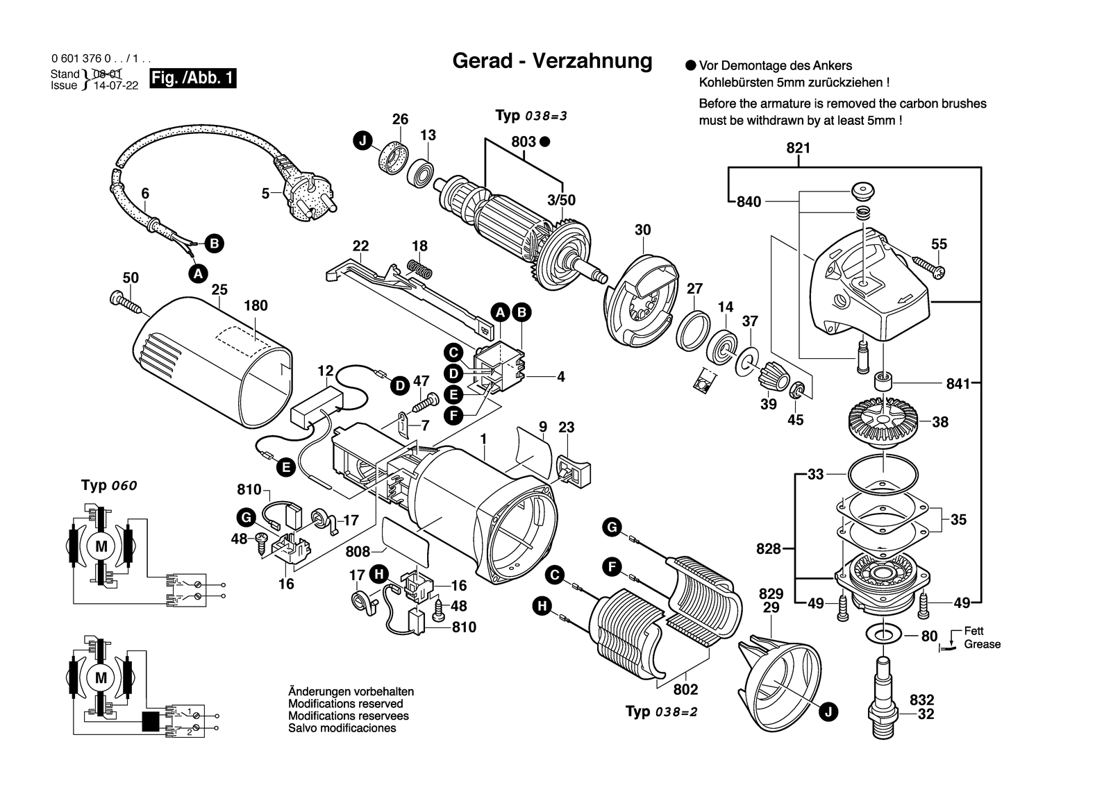Bosch GWS 5-100 parts diagram, sheet 1