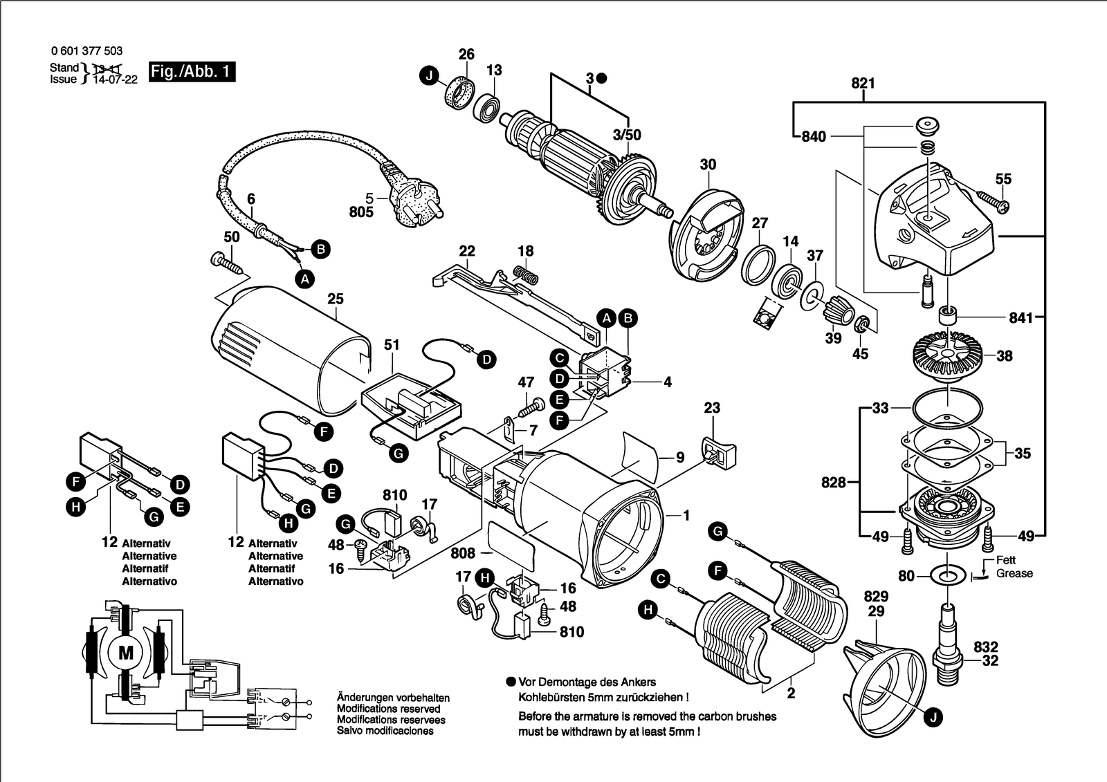 Bosch GWS 780 C parts diagram, sheet 1