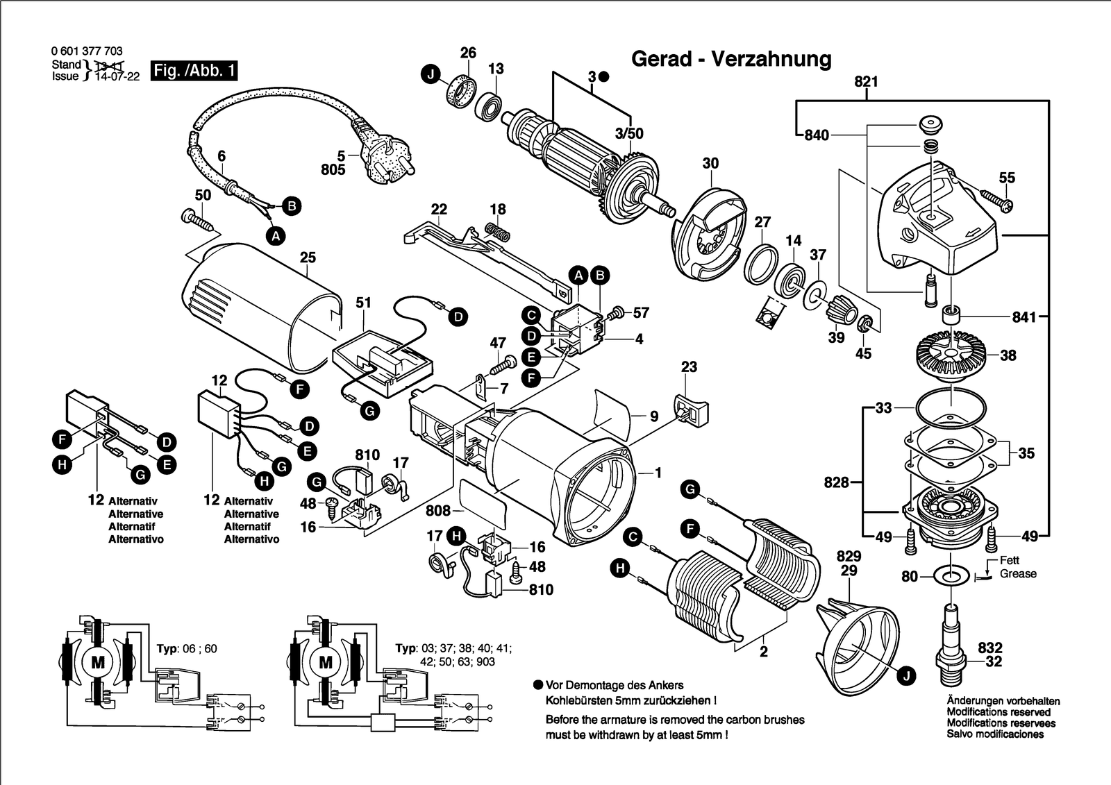 Bosch RG 125 C parts diagram, sheet 1