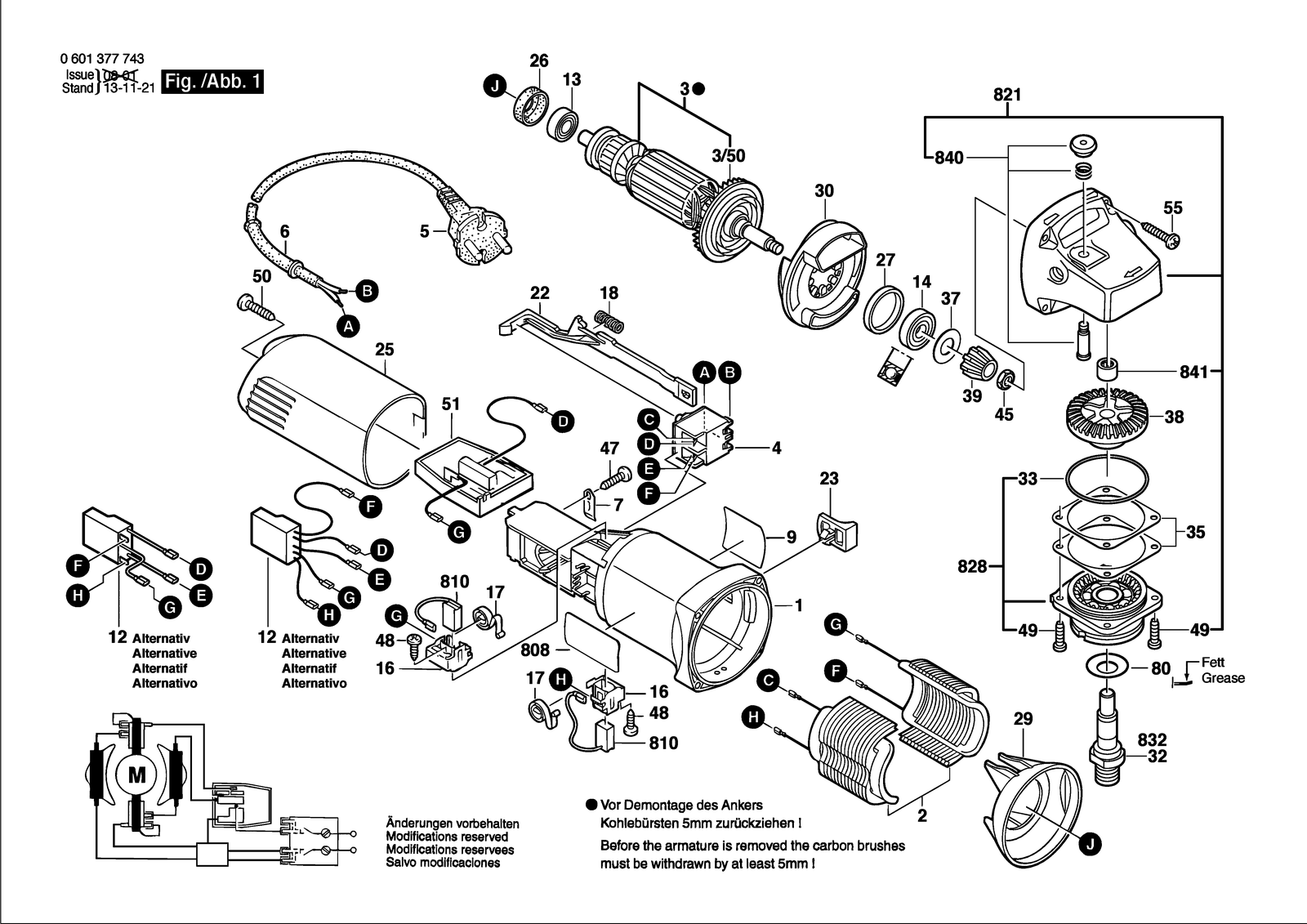 Bosch GWS 8-125 CE parts diagram, sheet 1