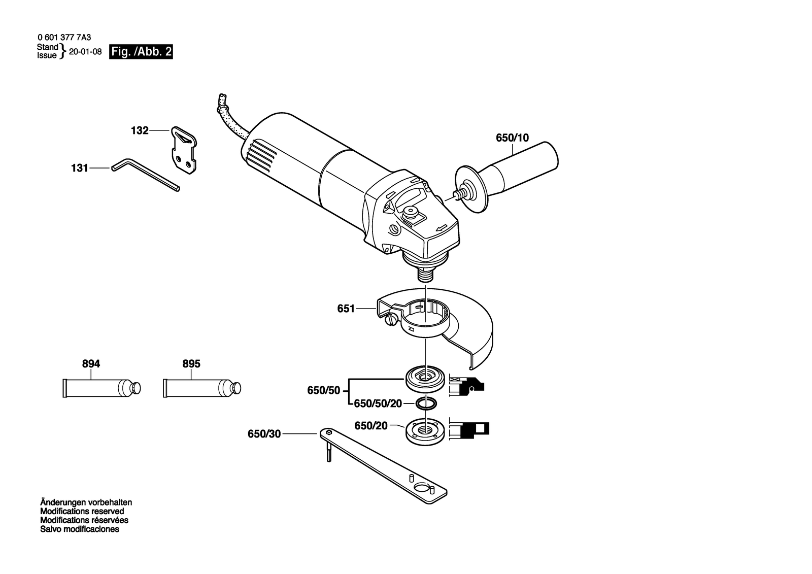 Bosch GWS 850 C parts diagram, sheet 2