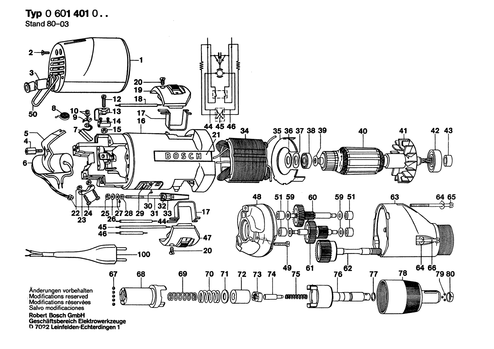 Bosch 0601401001 parts diagram, sheet 1