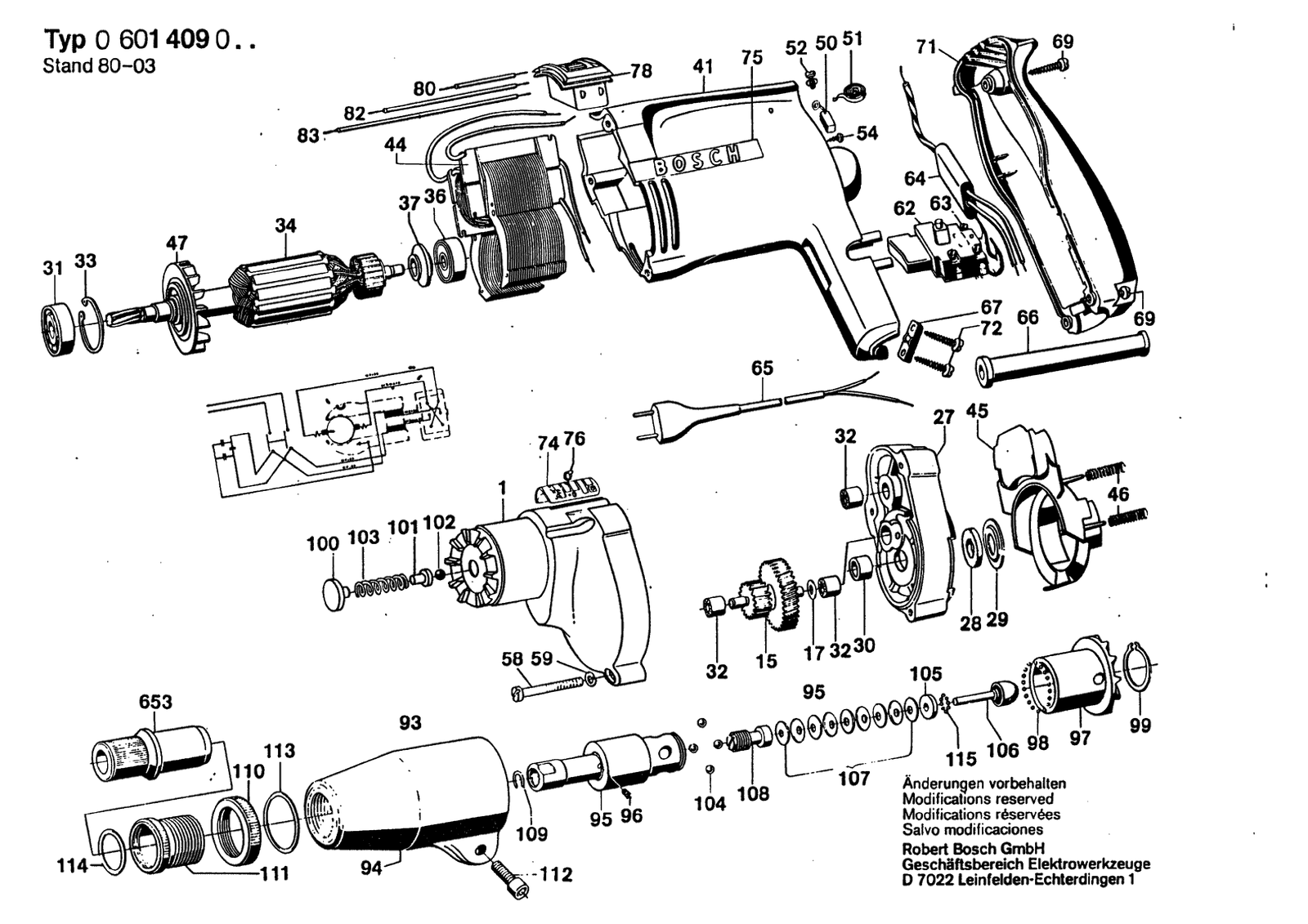 Bosch 0601409001 parts diagram, sheet 1