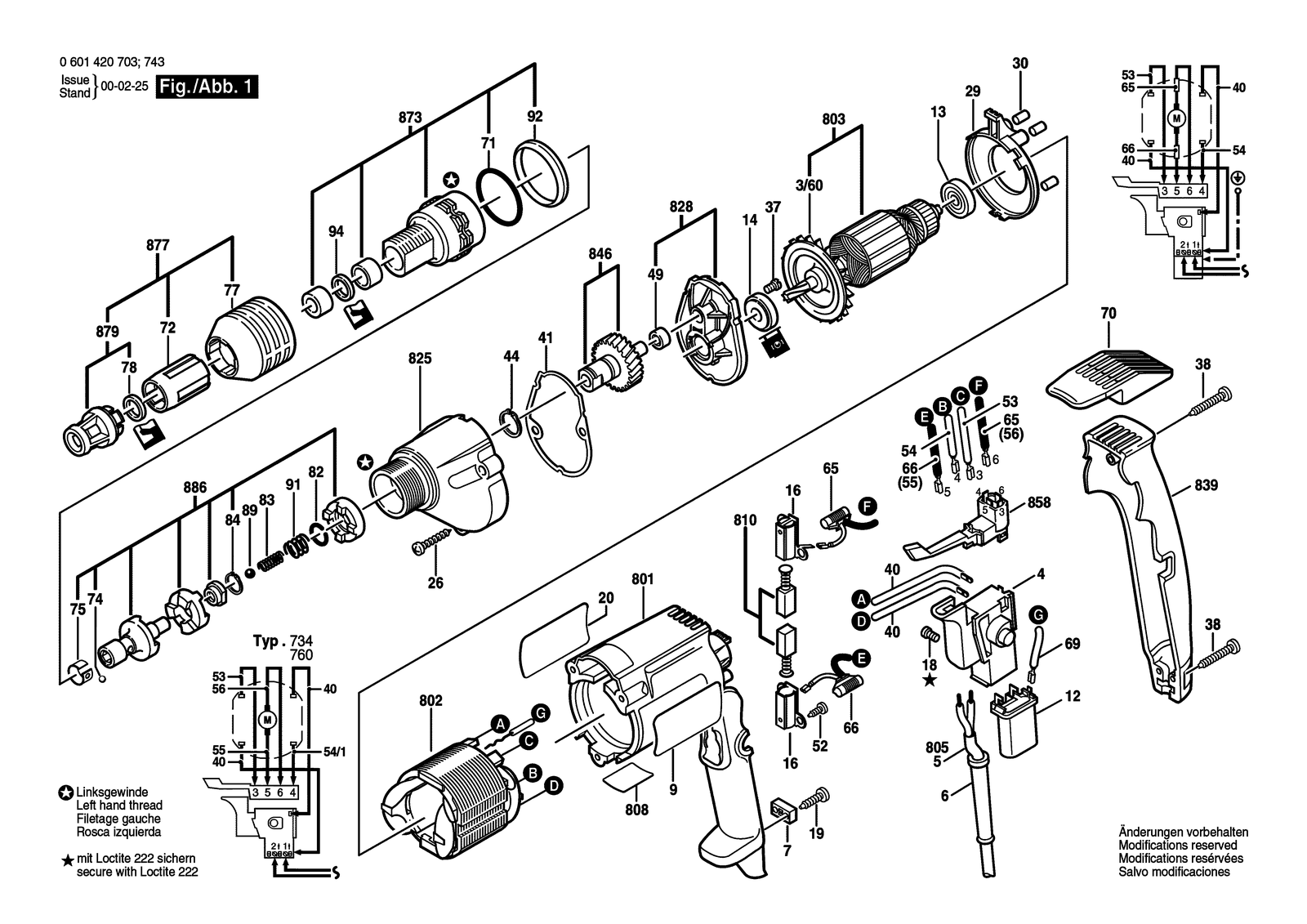 Bosch 1420 VSR parts diagram, sheet 1