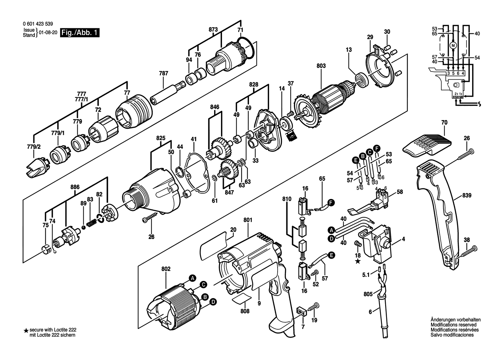 Bosch 1423 VSR parts diagram, sheet 1