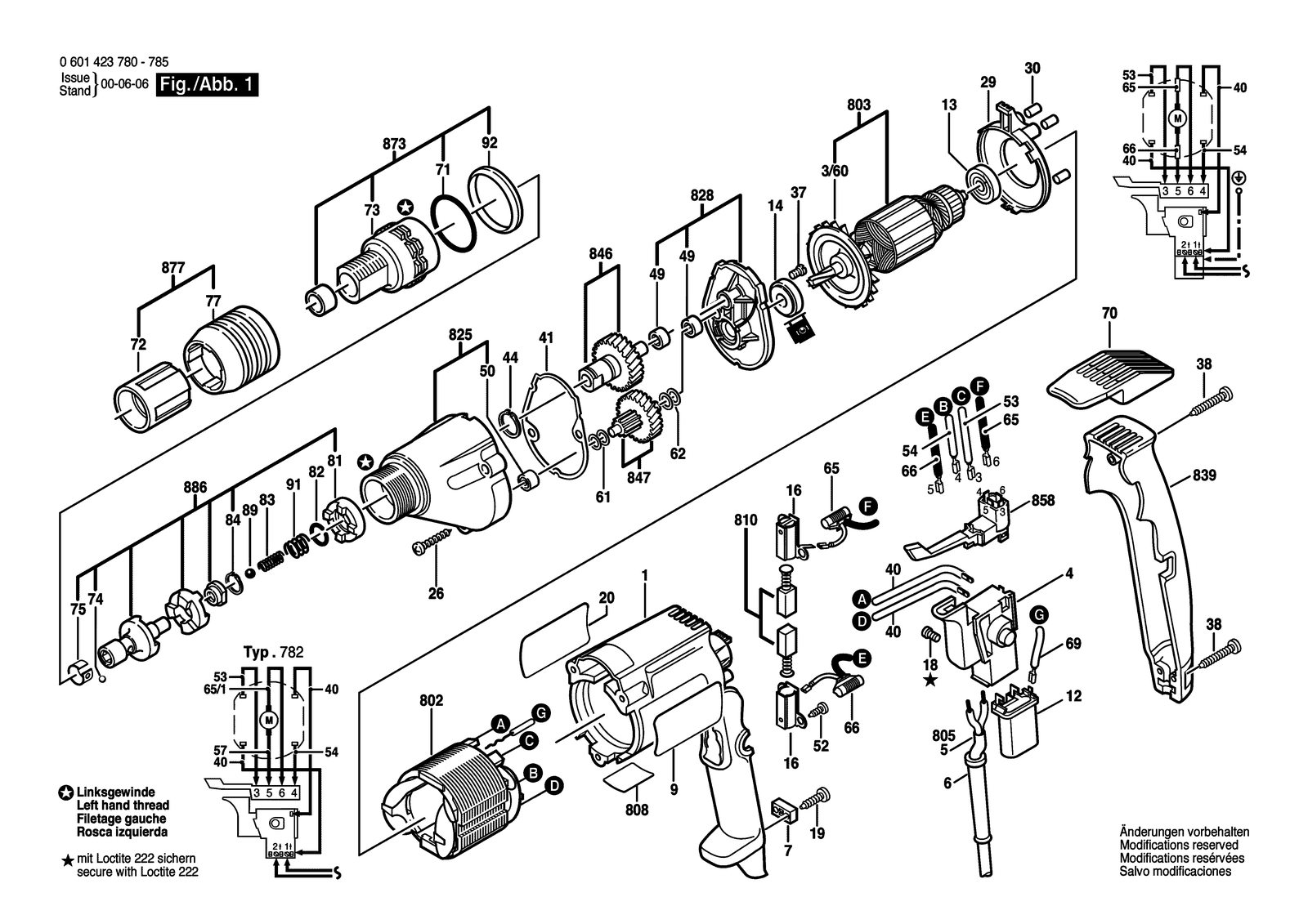 Bosch DI 600 parts diagram, sheet 1