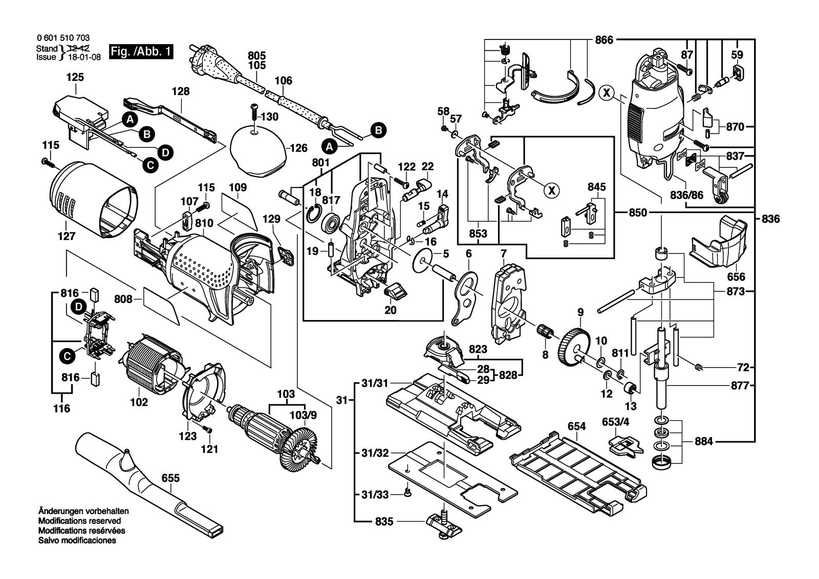 Bosch STP 135 S parts diagram, sheet 1
