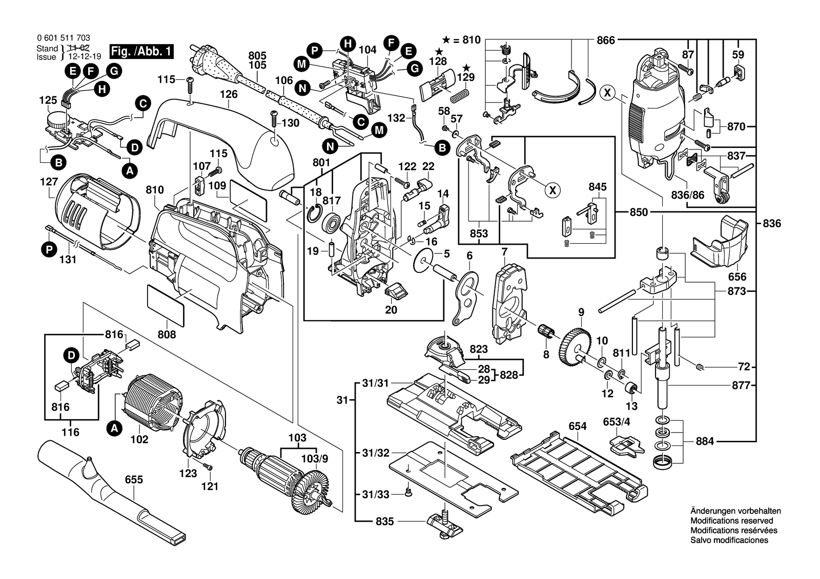 Bosch ST 135 BE parts diagram, sheet 1