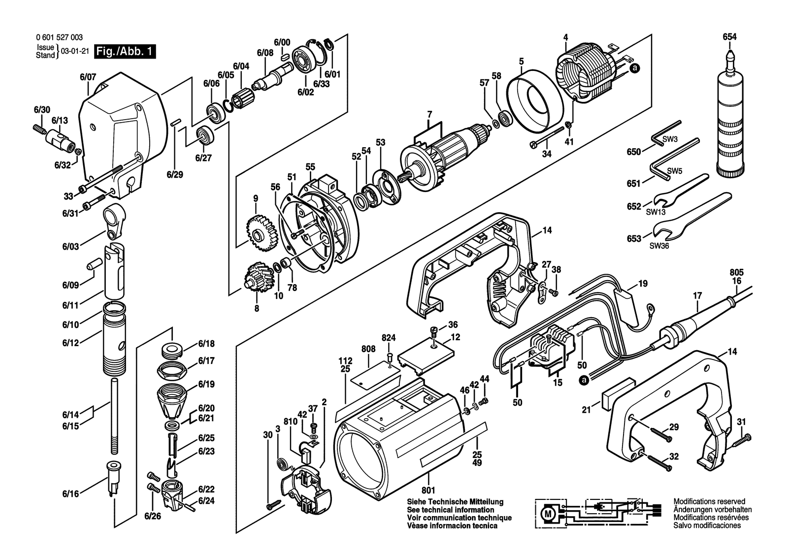 Bosch 0601527003 parts diagram, sheet 1