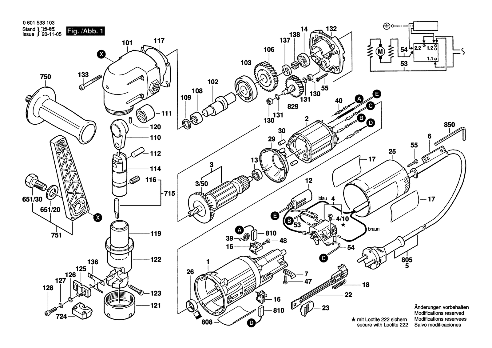 Bosch GNA 3,5 parts diagram, sheet 1