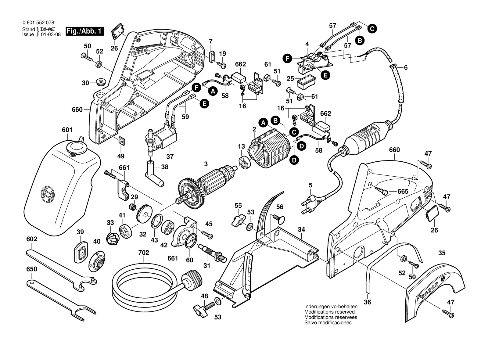 Bosch GDC 42 W parts diagram, sheet 1