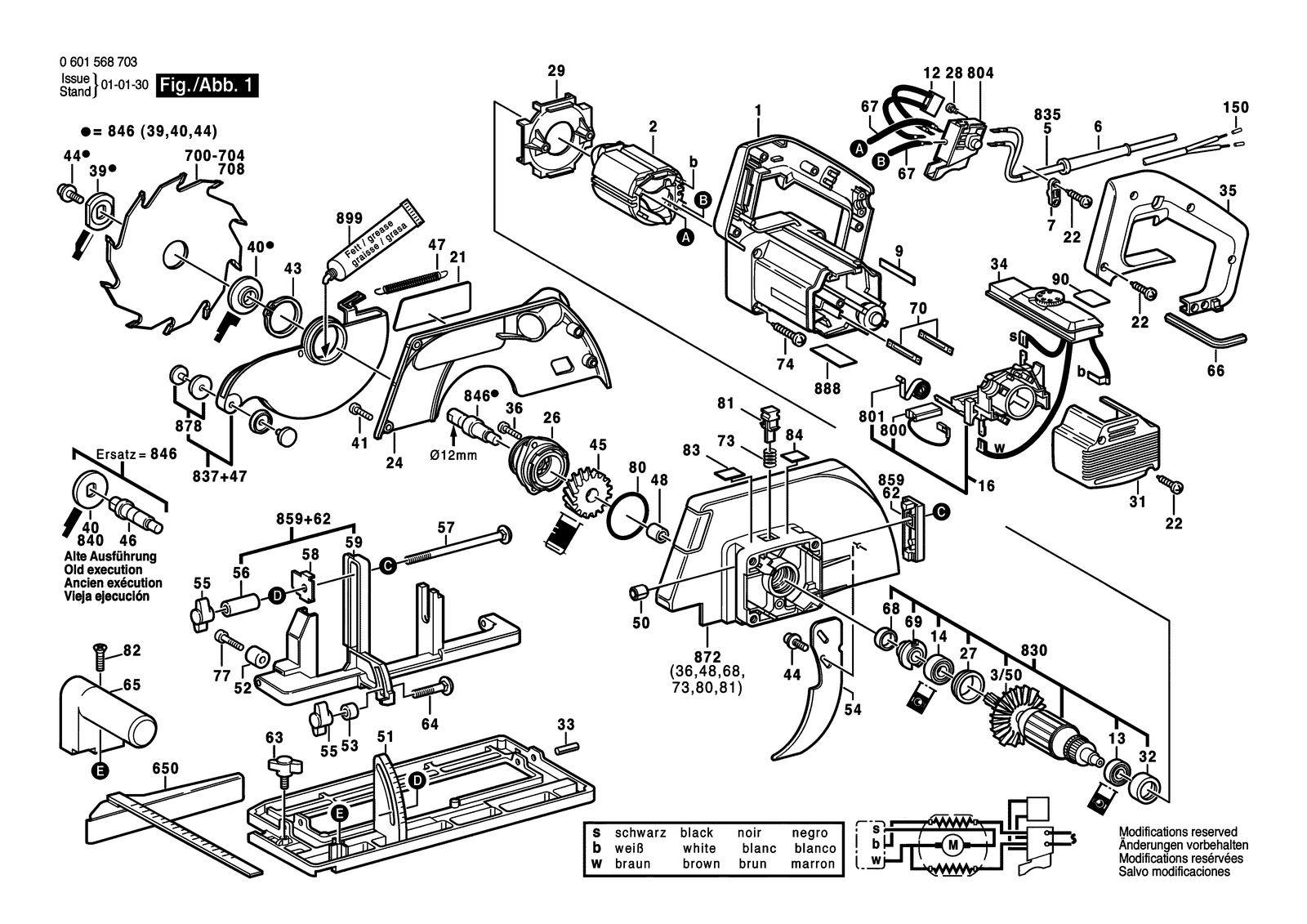 Bosch GKS 66 CE parts diagram, sheet 1