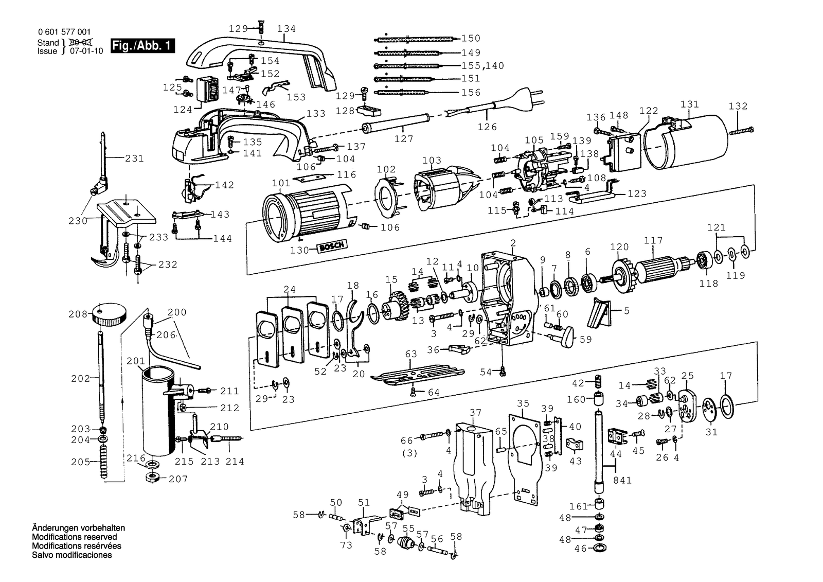 Bosch 0601577001 parts diagram, sheet 1