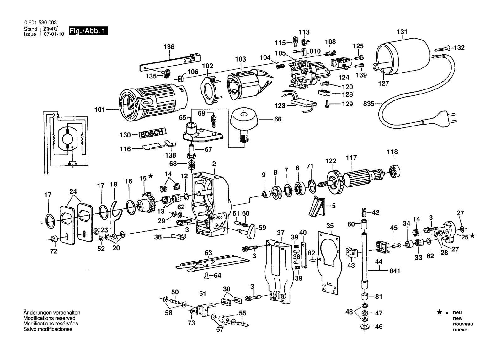 Bosch 0601580003 parts diagram, sheet 1