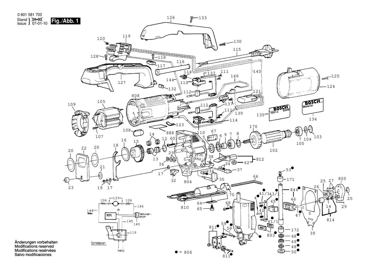 Bosch 0601581003 parts diagram, sheet 1