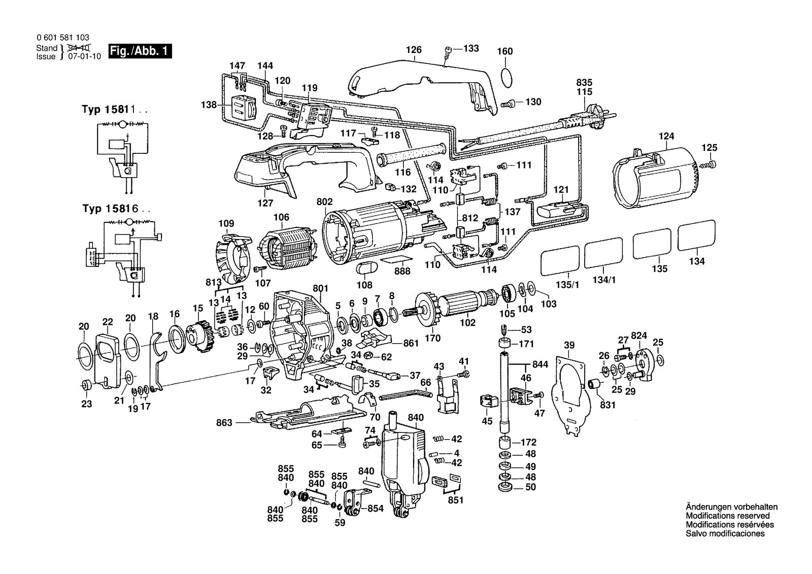 Bosch GST 60 PB parts diagram, sheet 1