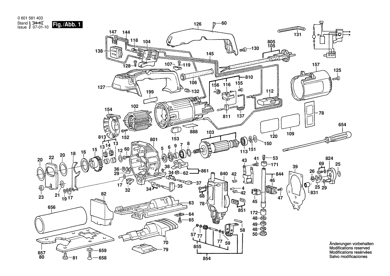 Bosch 1581 DVS parts diagram, sheet 1