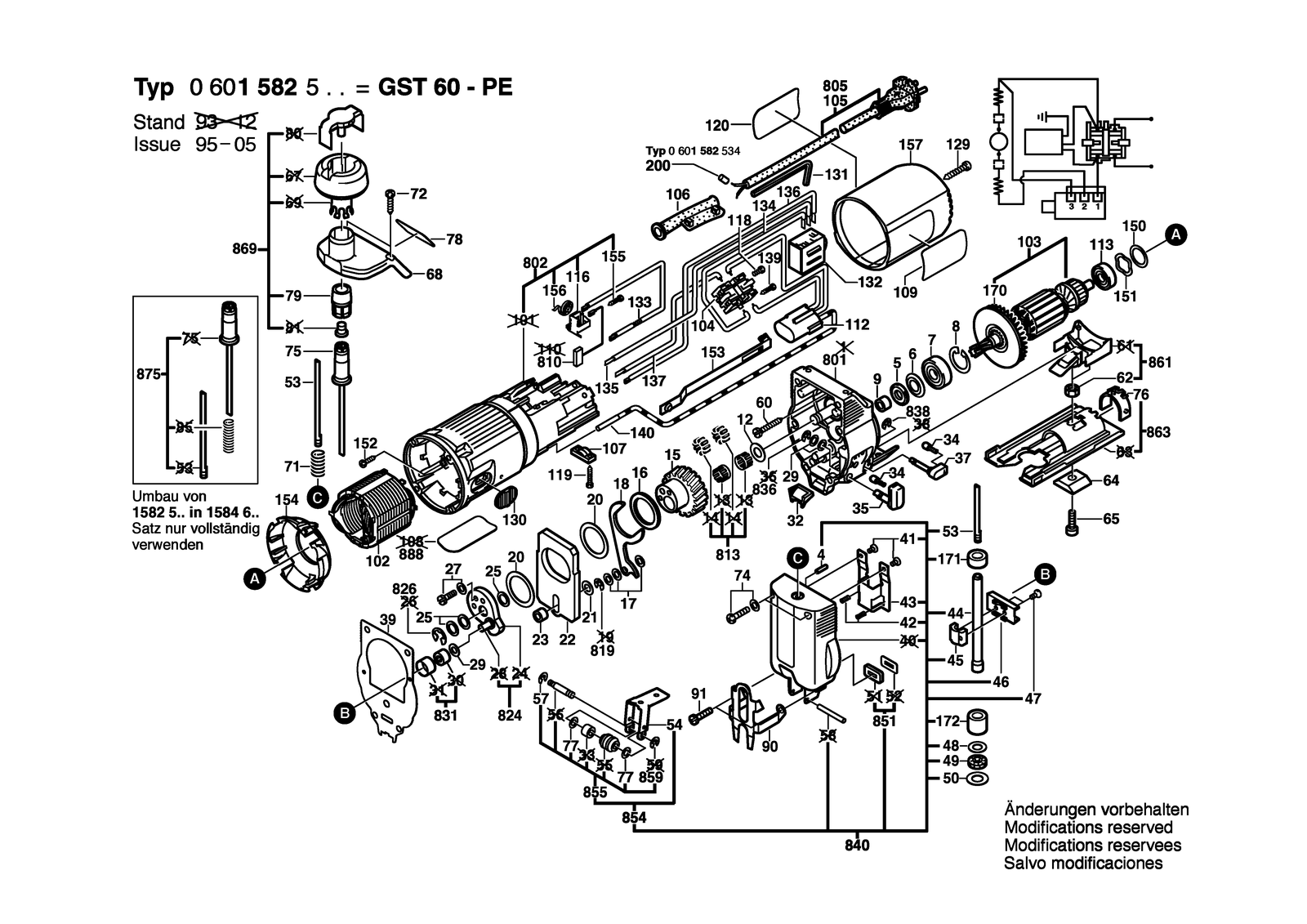 Bosch GST 60 PE parts diagram, sheet 1