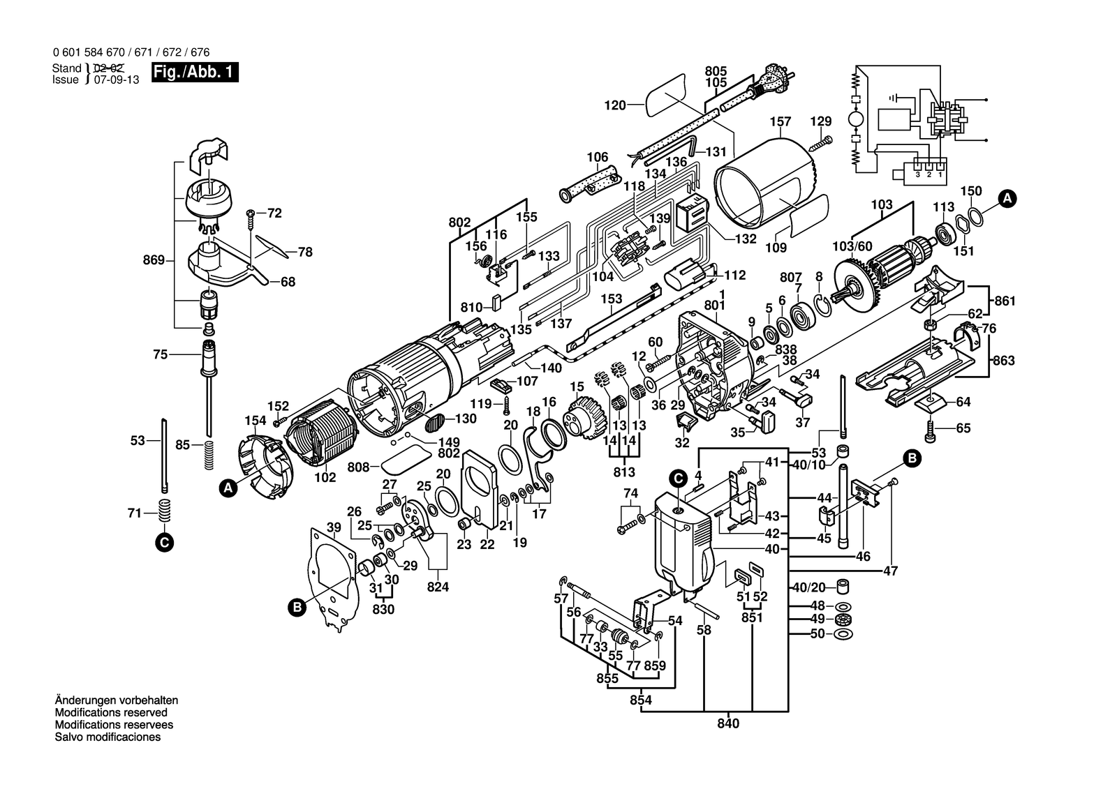 Bosch GST 85 PE parts diagram, sheet 1