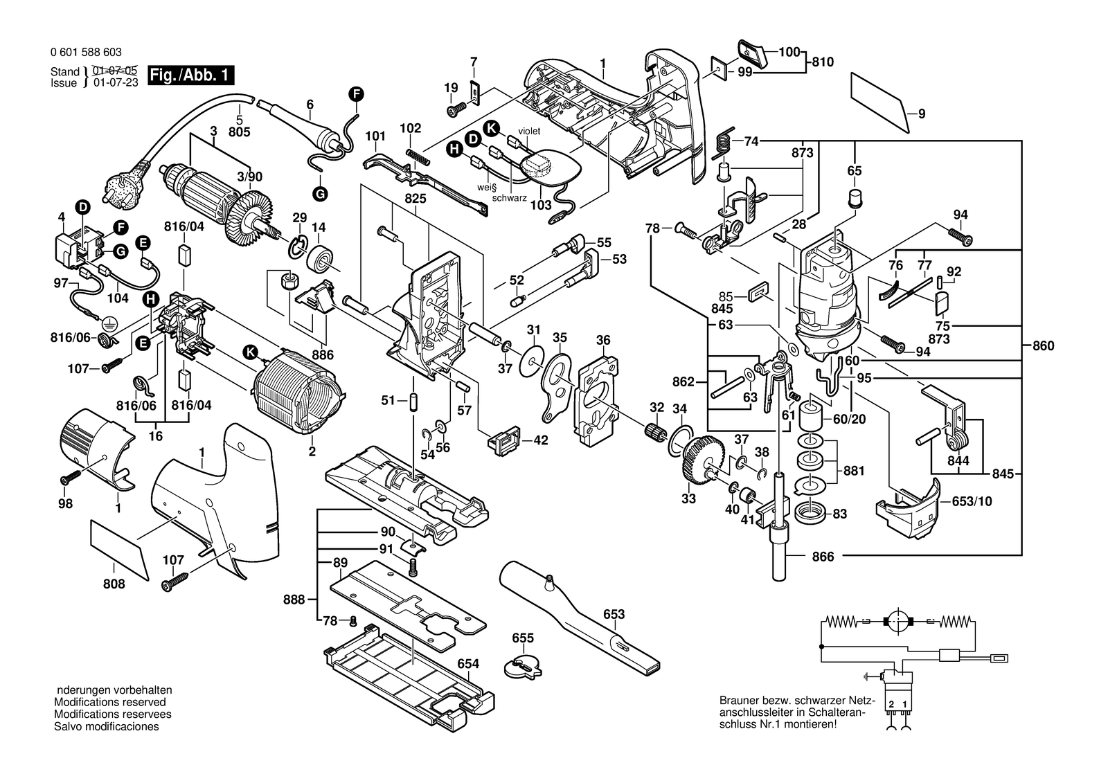 Bosch GST 100 CE parts diagram, sheet 1