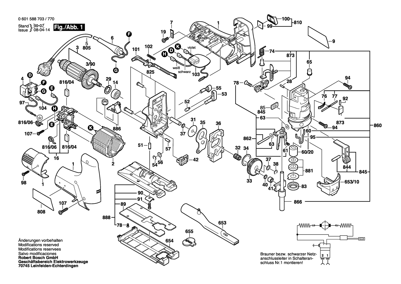 Bosch STP 110-ES parts diagram, sheet 1
