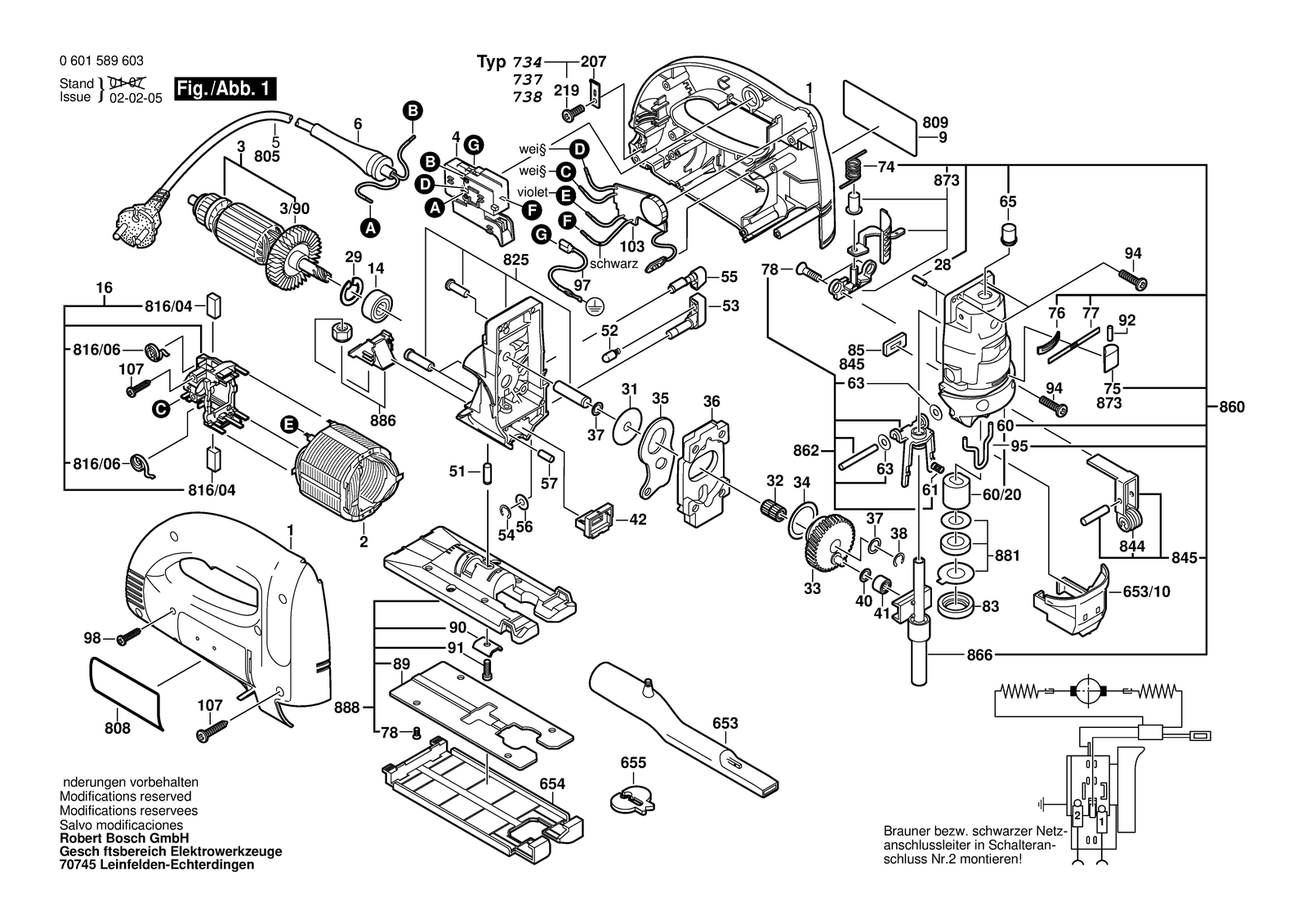 Bosch STS 110 B parts diagram, sheet 1