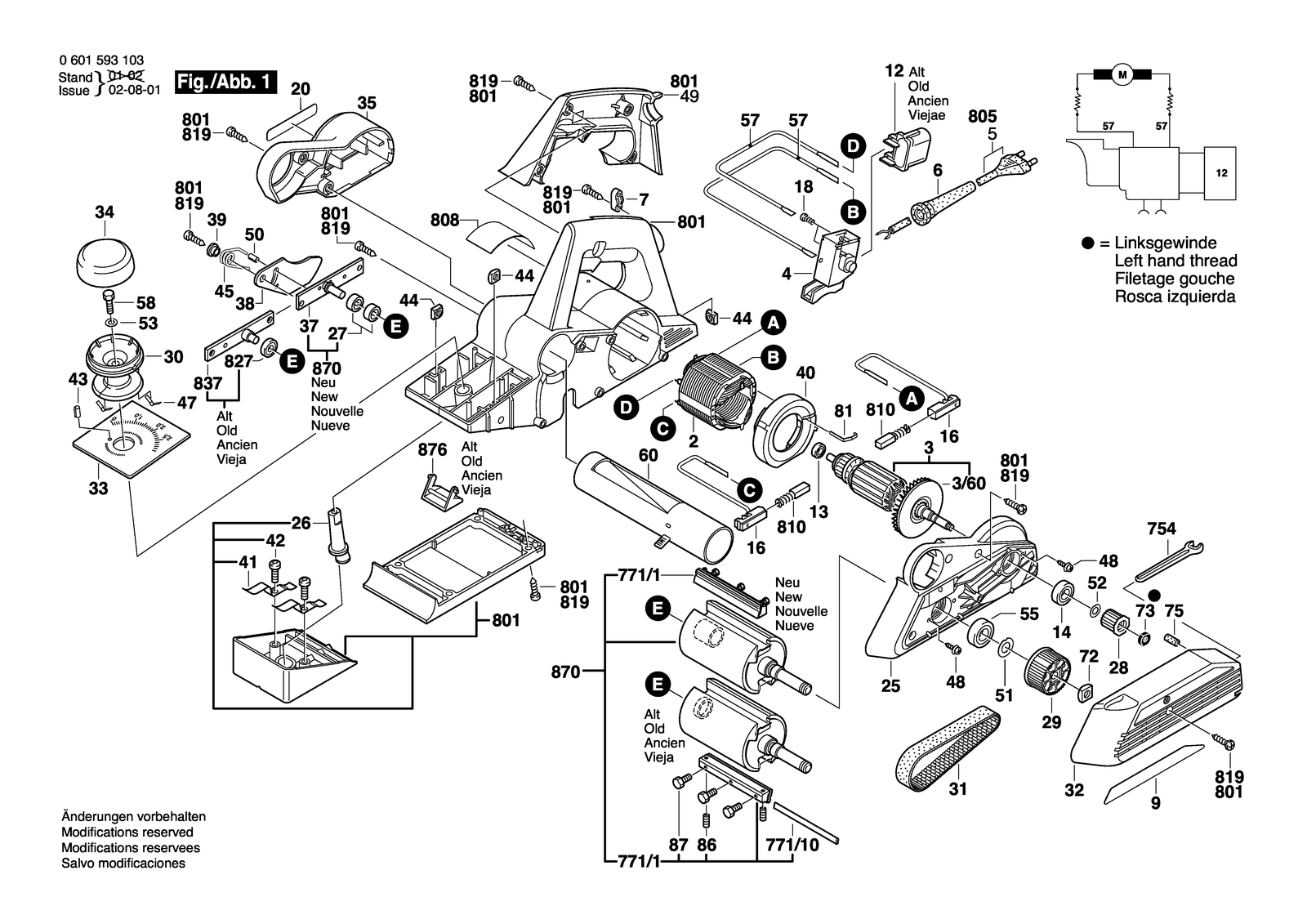 Bosch GHO 31-82 parts diagram, sheet 1