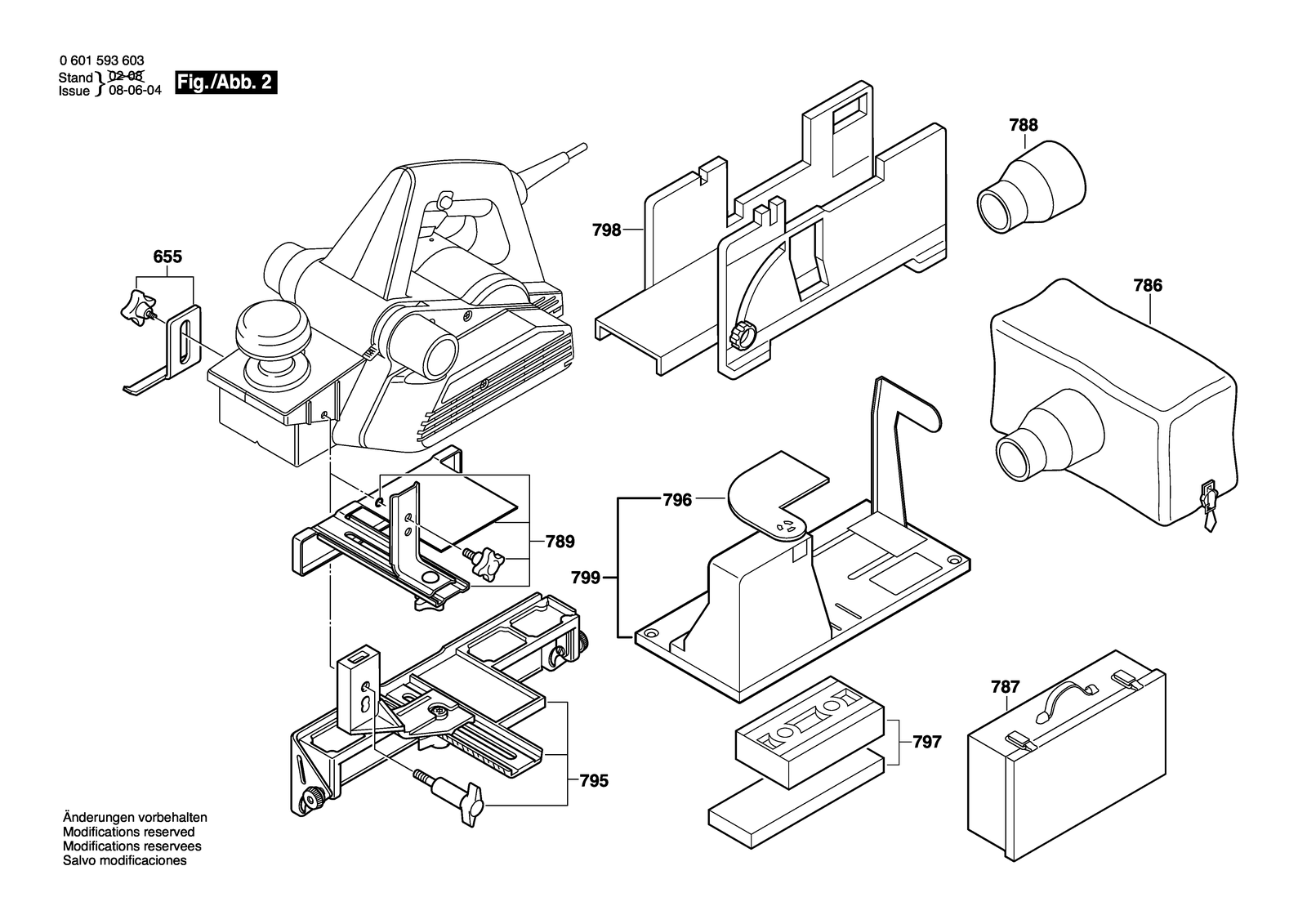 Bosch GHO 36-82 C parts diagram, sheet 2