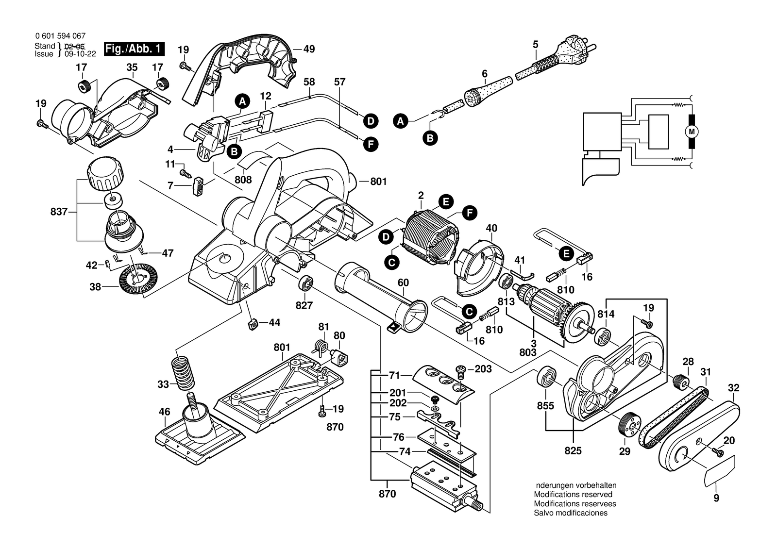 Bosch GHO 10-82 parts diagram, sheet 1