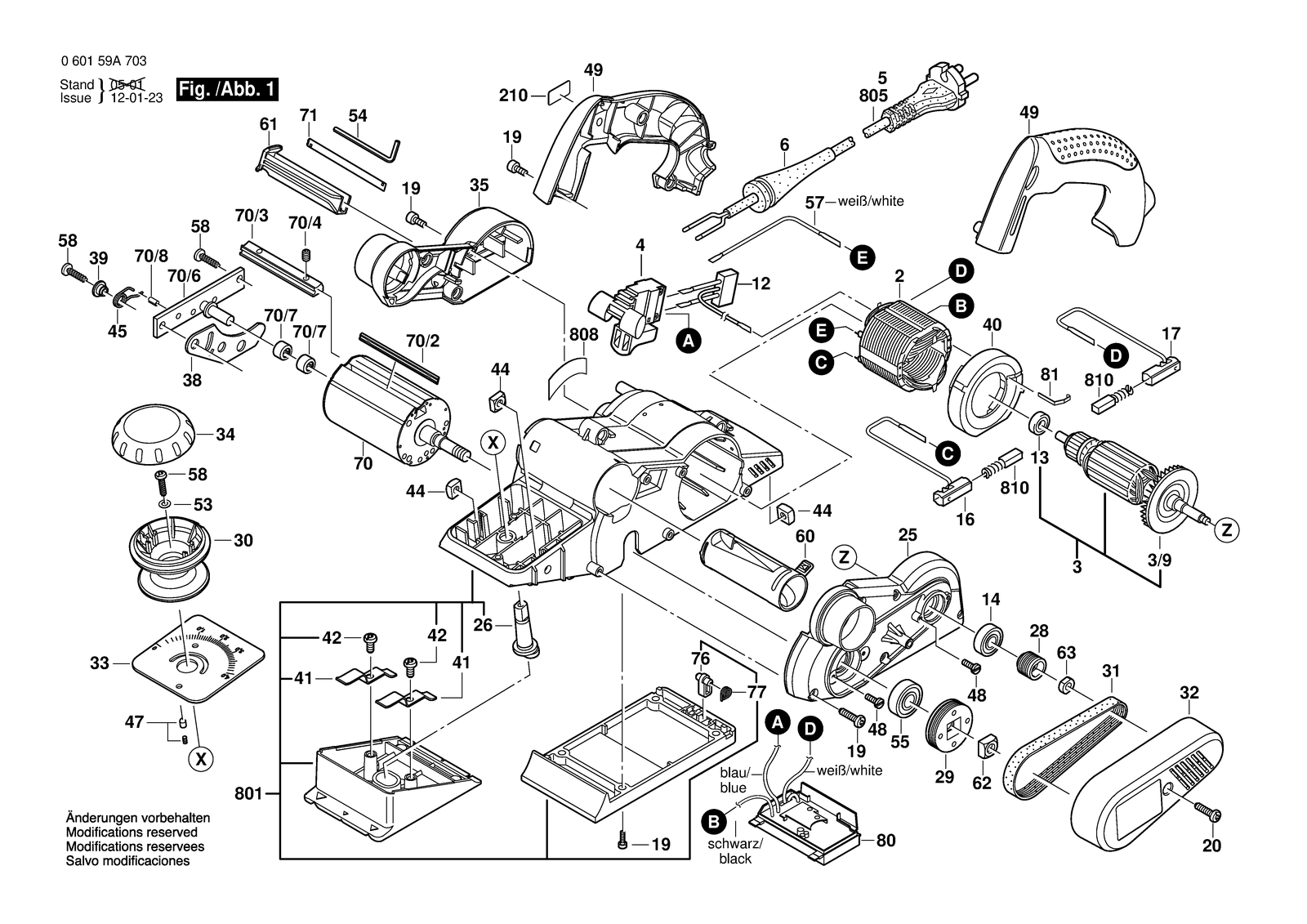 Bosch GHO 40-82 C parts diagram, sheet 1