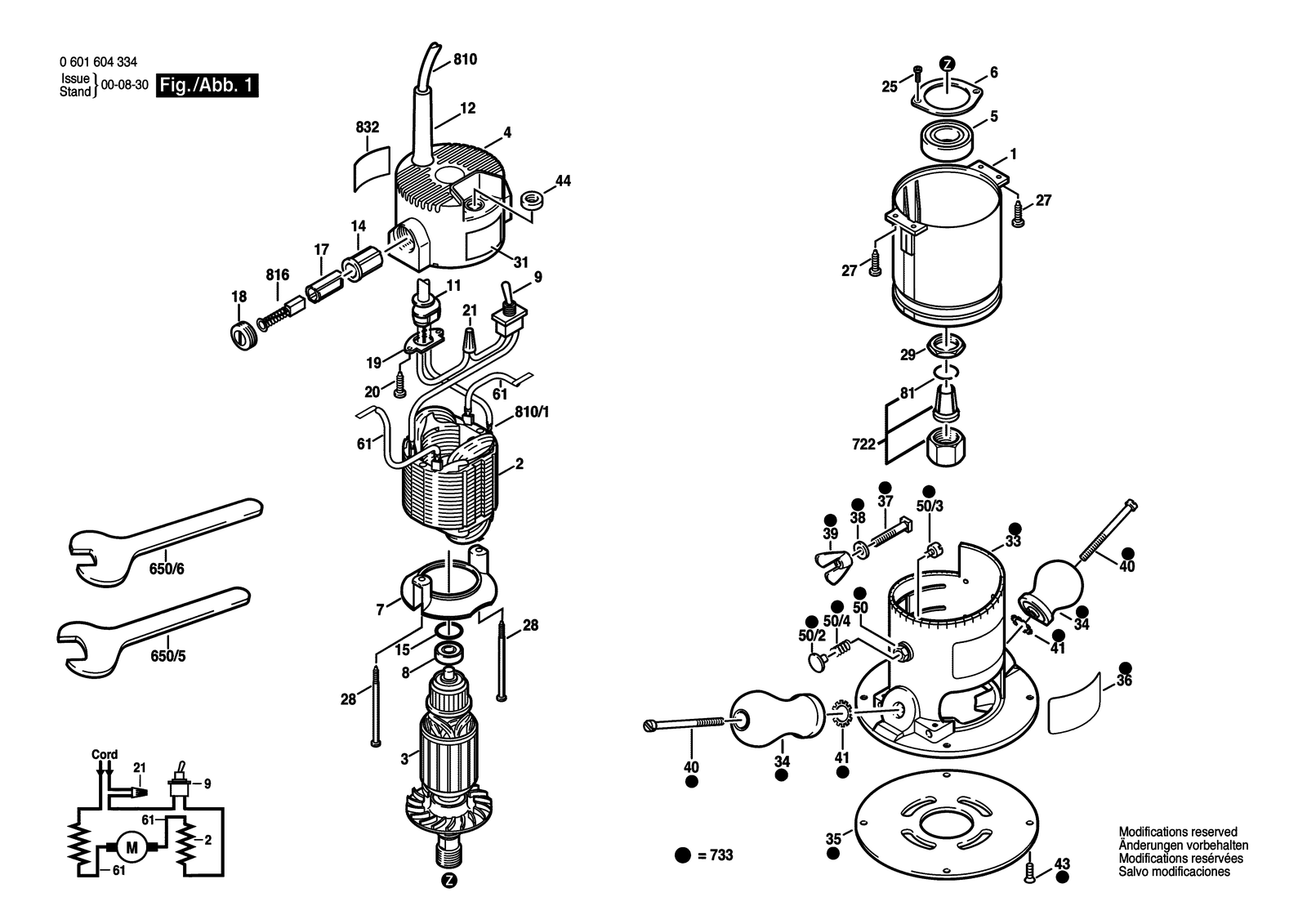 Bosch 1604 A parts diagram, sheet 1