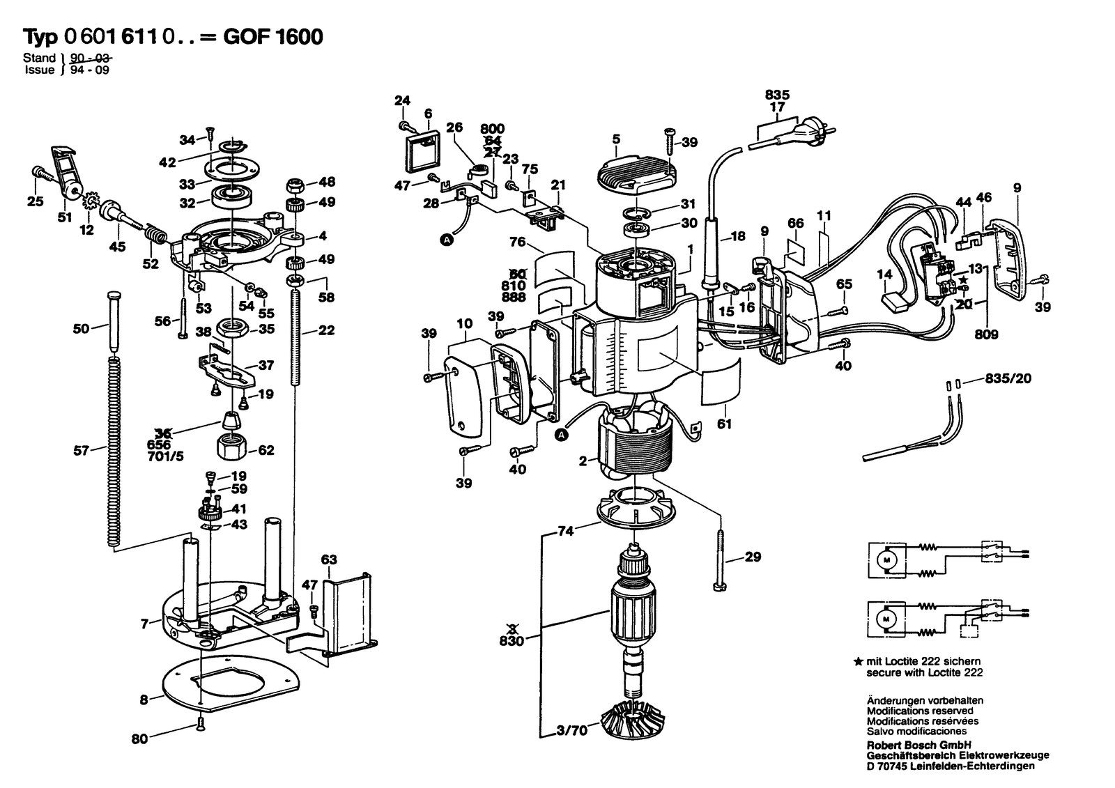 Bosch GOF 1600 parts diagram, sheet 1