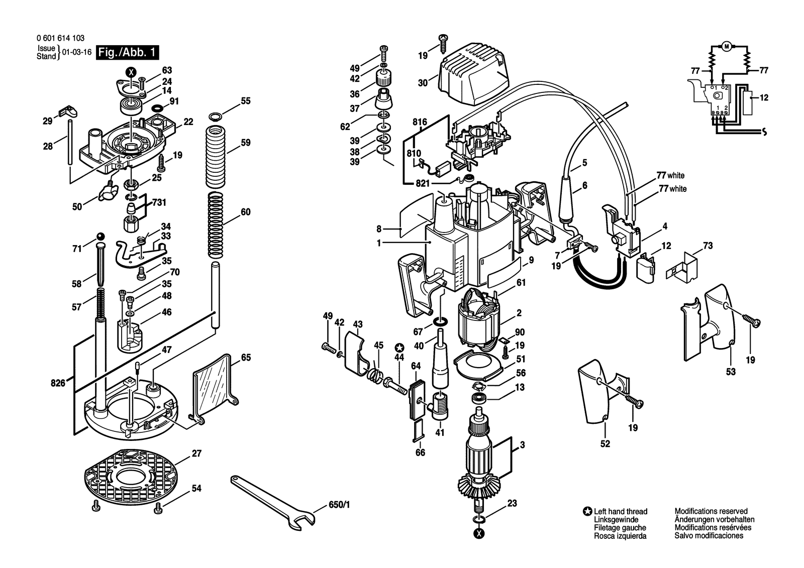Bosch GOF 900 parts diagram, sheet 1