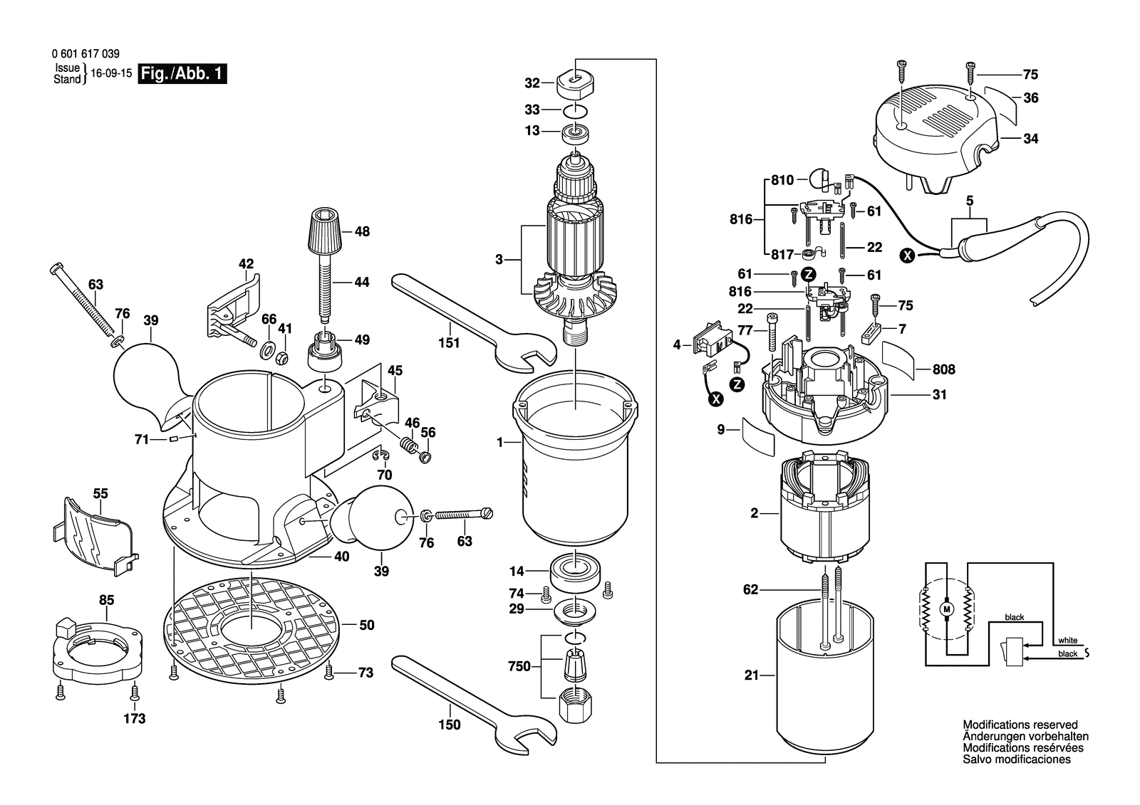 Bosch 1617 parts diagram, sheet 1