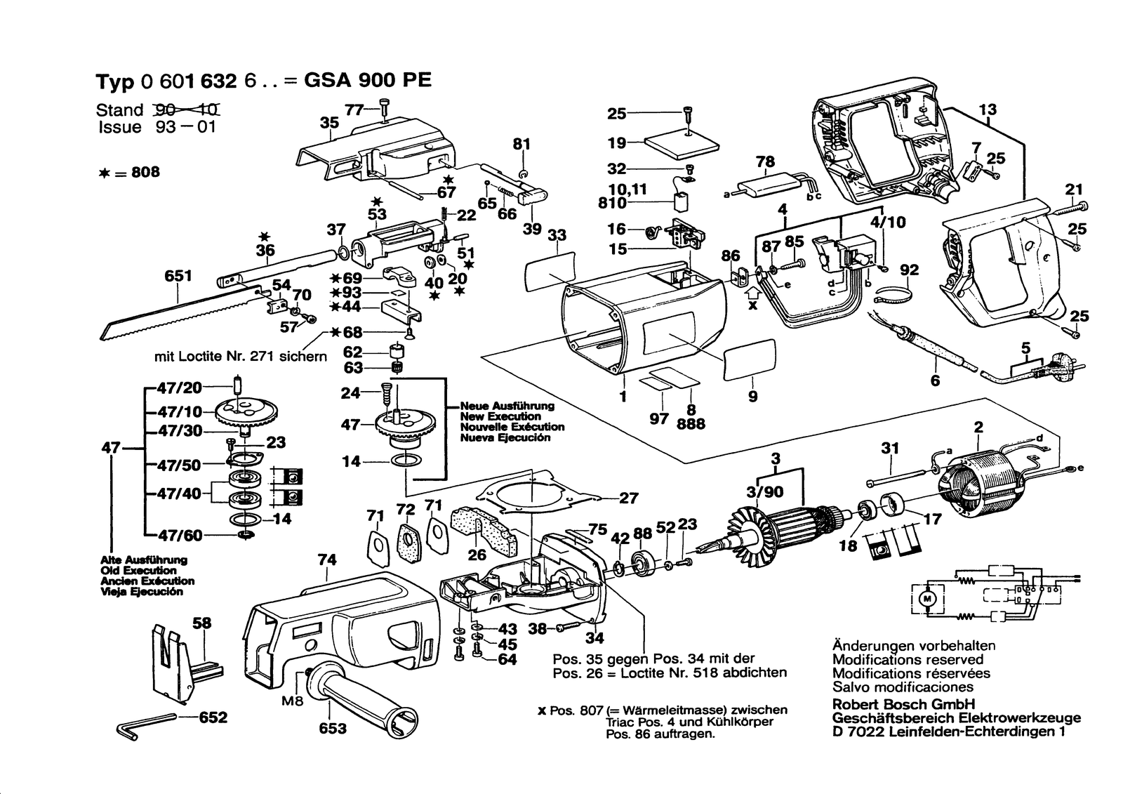 Bosch GSA 900 parts diagram, sheet 1