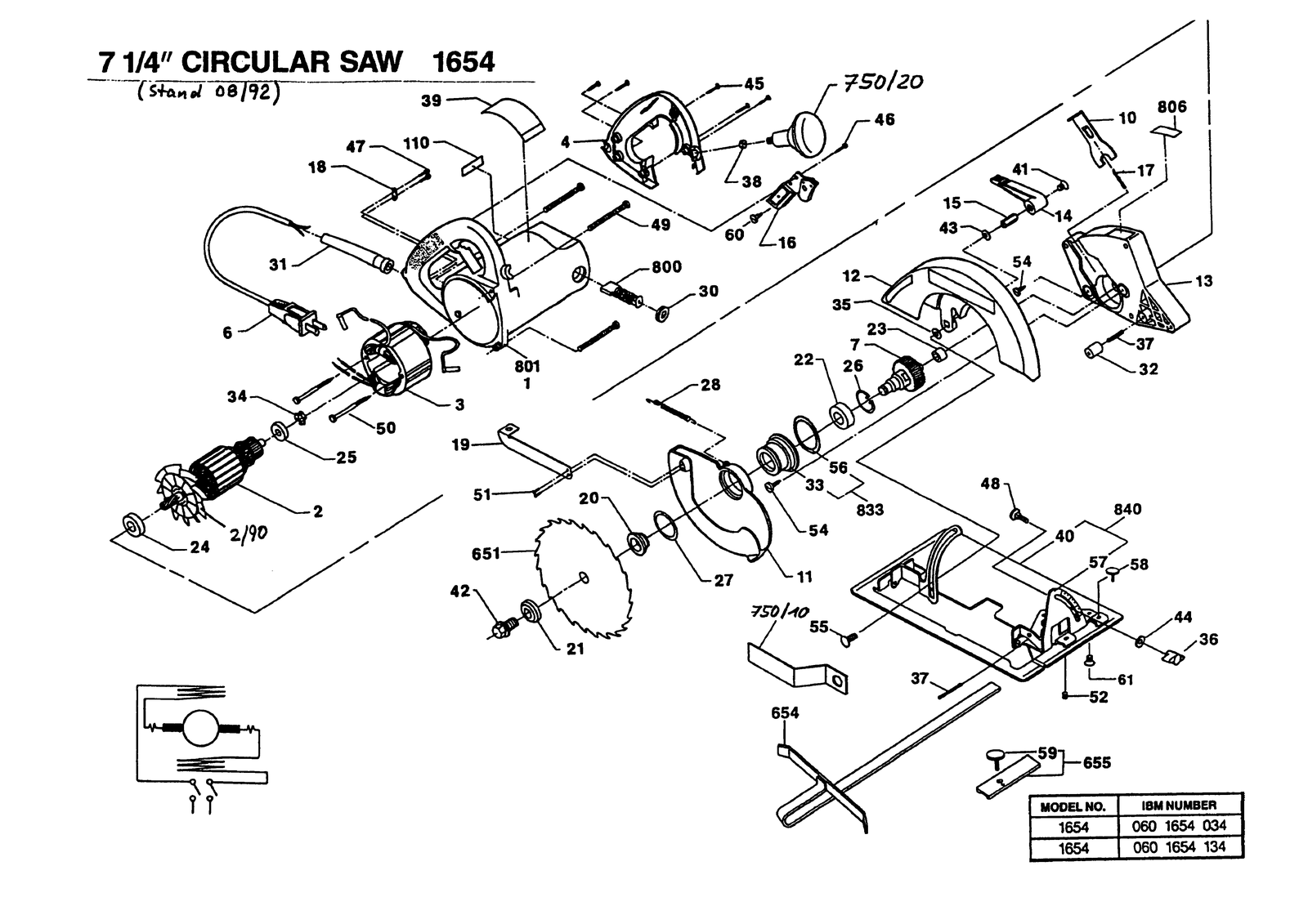 Bosch 1654 parts diagram, sheet 1