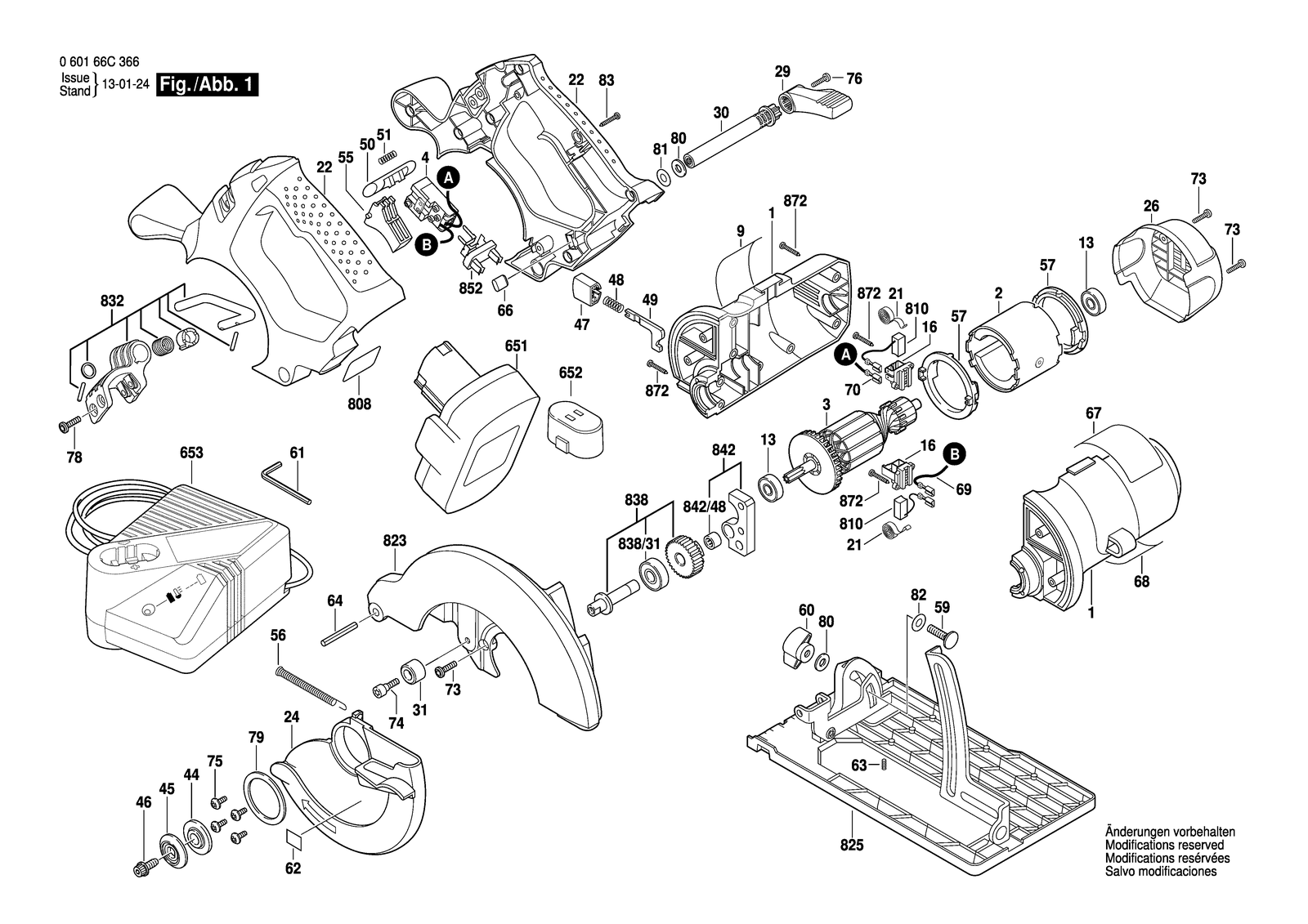 Bosch 1664 parts diagram, sheet 1
