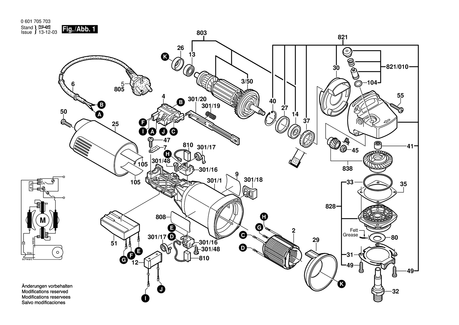 Bosch GWS 14-125 CE parts diagram, sheet 1