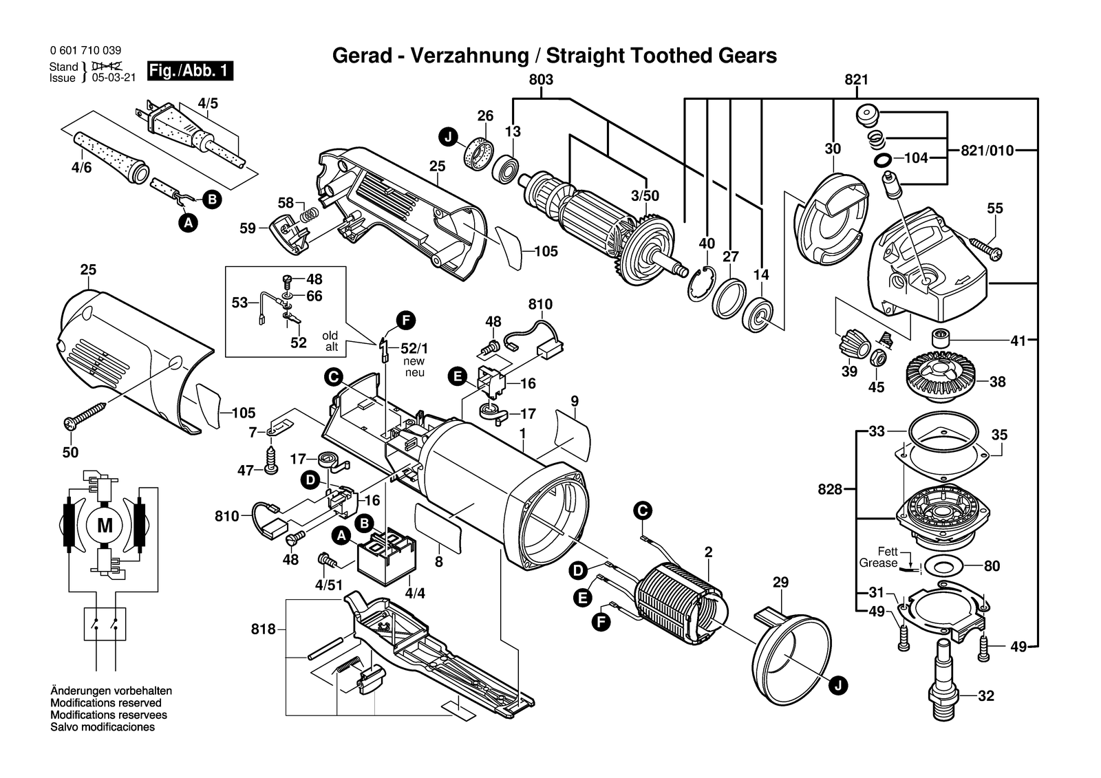Bosch 1710 A parts diagram, sheet 1