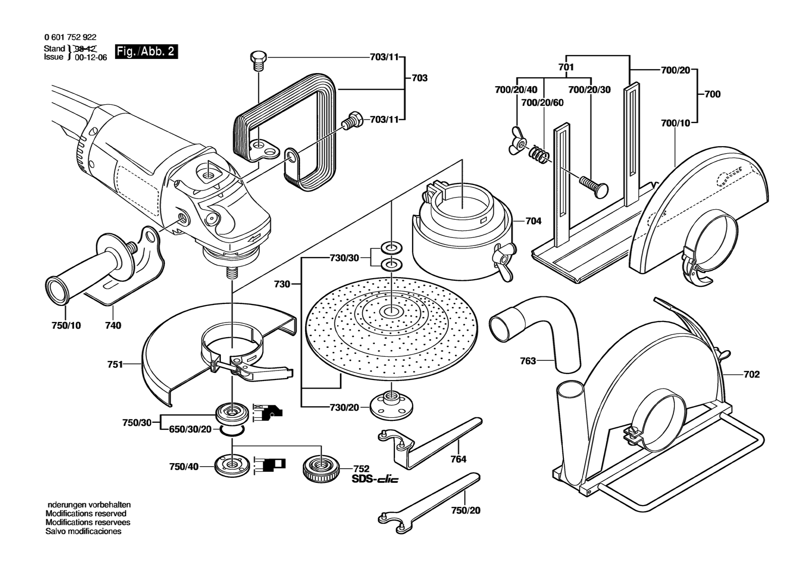 Bosch GWS 2000-23 J parts diagram, sheet 2