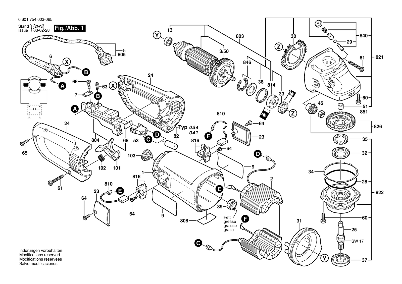 Bosch GWS 23-230 parts diagram, sheet 1