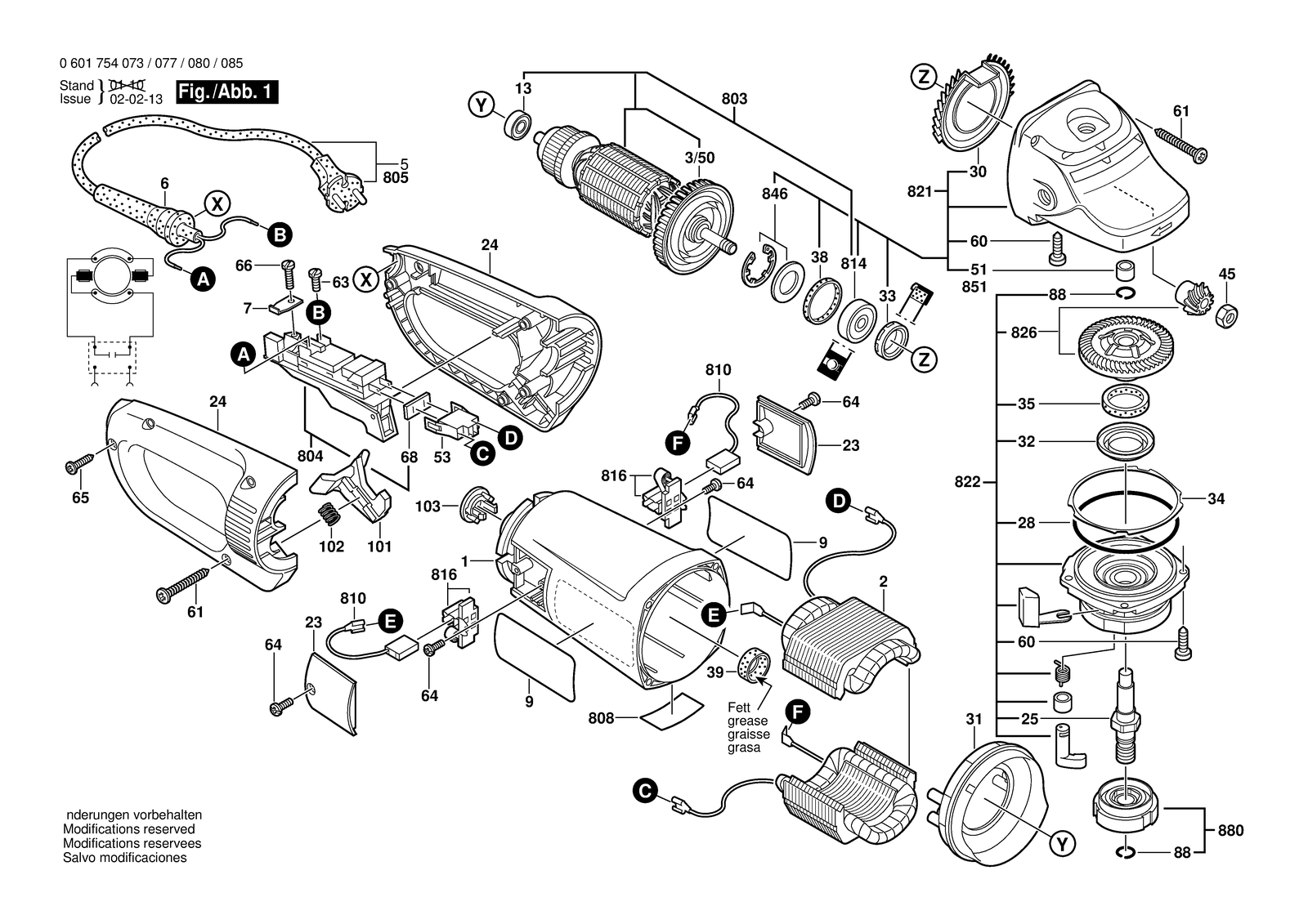 Bosch GWS 23-230 parts diagram, sheet 1