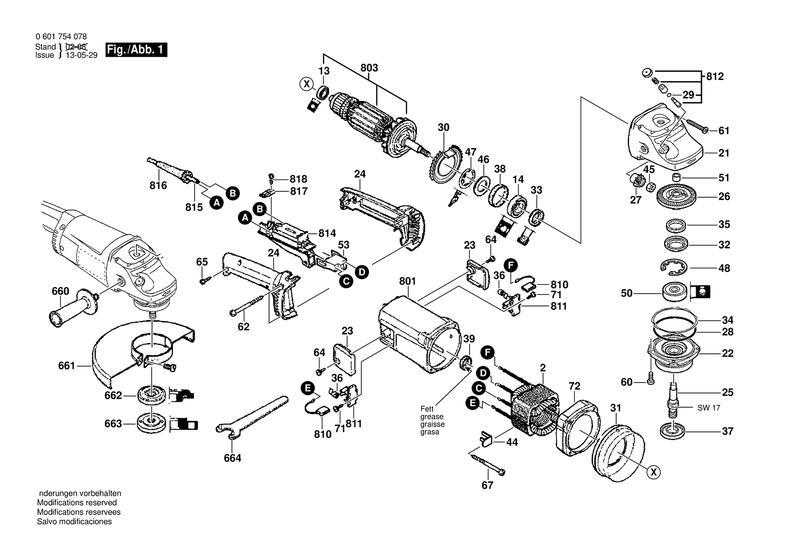 Bosch GWS 23-230 parts diagram, sheet 1