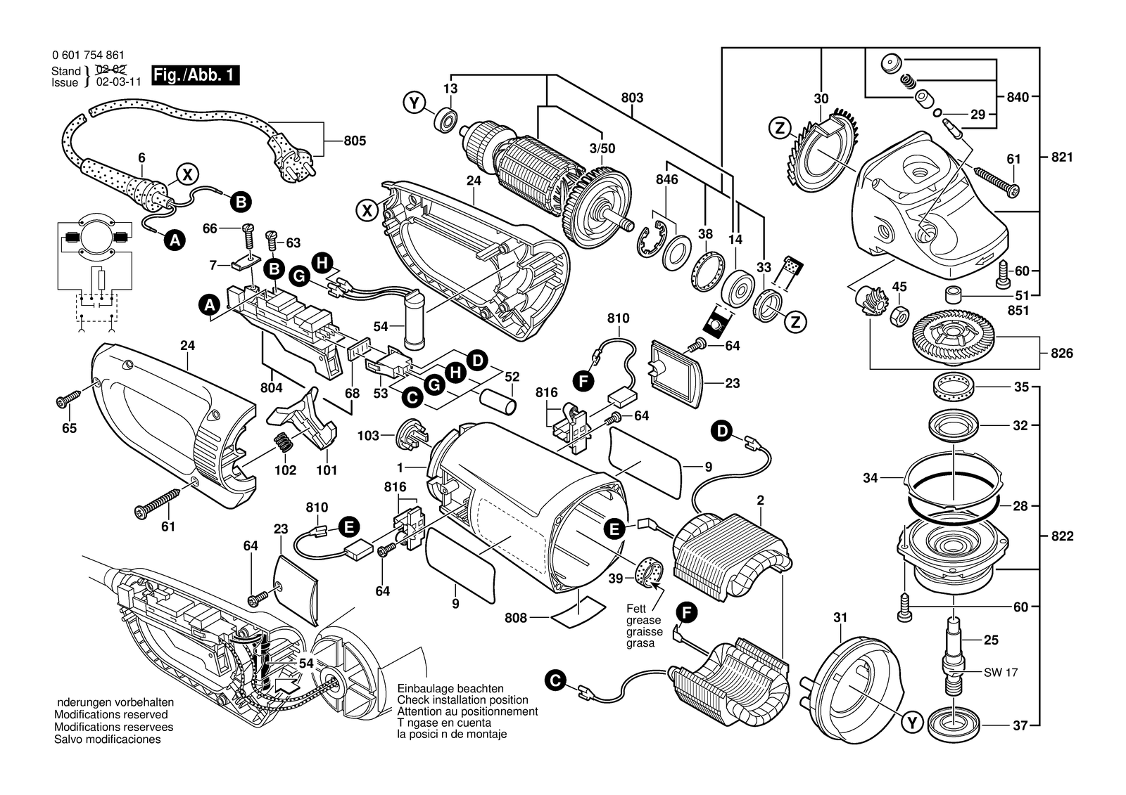 Bosch BWS 23-230 JS parts diagram, sheet 1